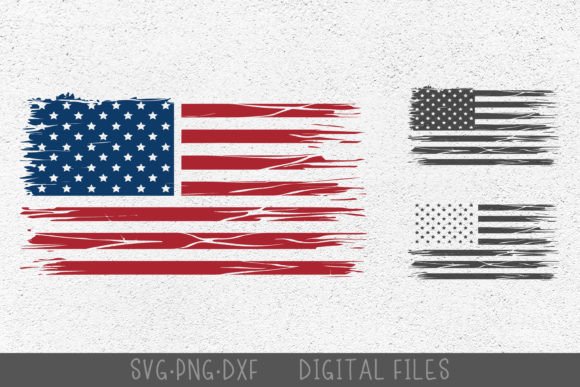 4th of July American Distressed Flag SVG for Laser Cutting