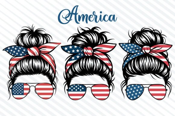 American Flag Messy Bun SVG: Graphics for Crafts