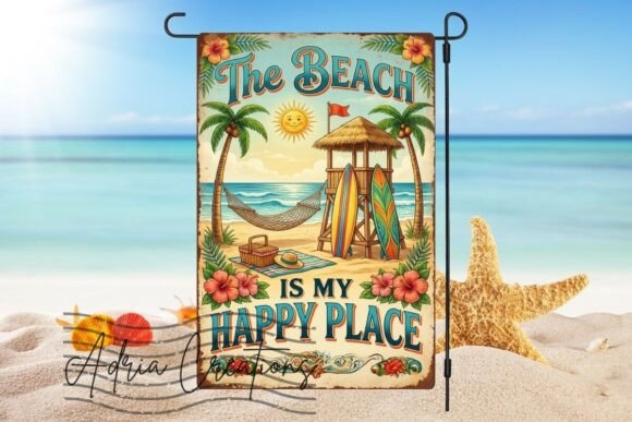 Beach Garden Flag: Summer Graphics for Crafts