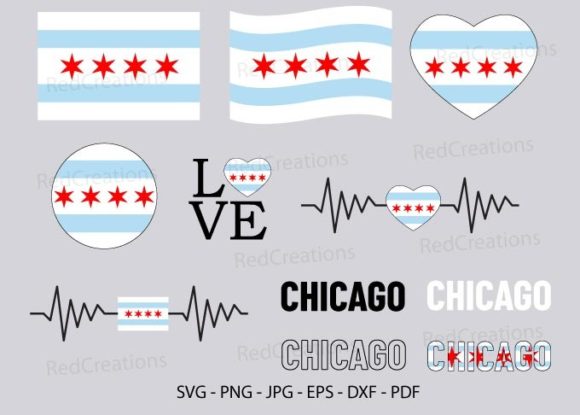 Chicago Flag Bundle: Graphics for Crafts & Branding