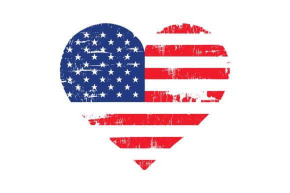 Distressed American Flag Heart: Graphics for Crafts