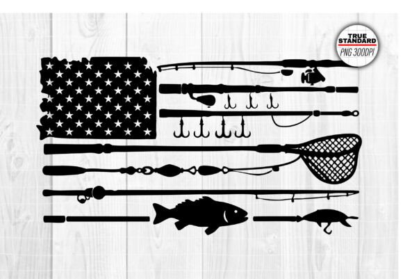 Fishing American Flag Graphics and Crafts