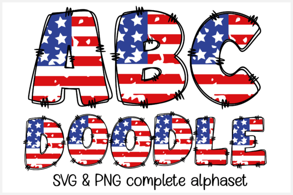 Grunge Doodle USA Flag Alphabet: Bold Graphics for Crafts
