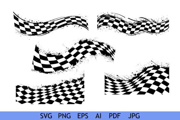 Grunge Racing Checkered Flag Set: Bold Graphics for Crafts
