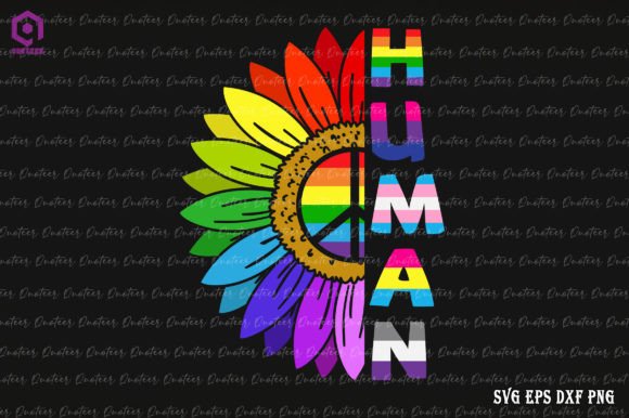 HUMAN Sunflower LGBT Flag Graphics & Crafts