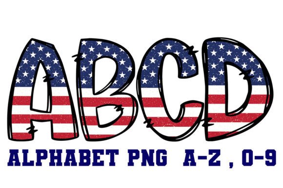 Patriotic American Flag Doodle Alpha: Graphics & Crafts