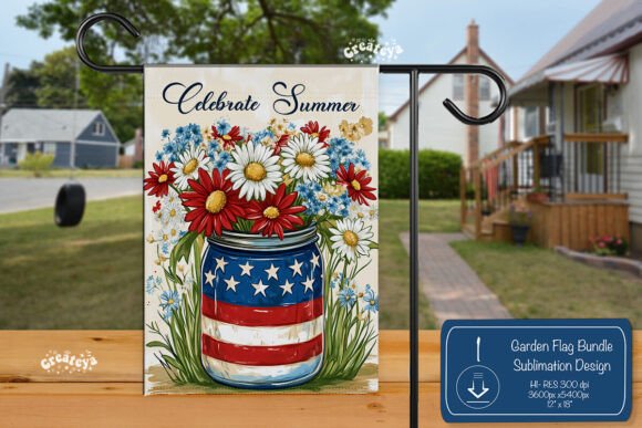 Patriotic Summer Spring Garden Flag Png for Crafts & Graphics