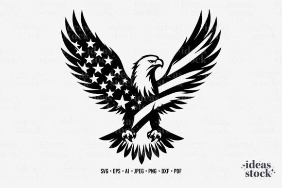 Patriotic Svg. Eagle with USA Flag. Svg. Graphics & Crafts