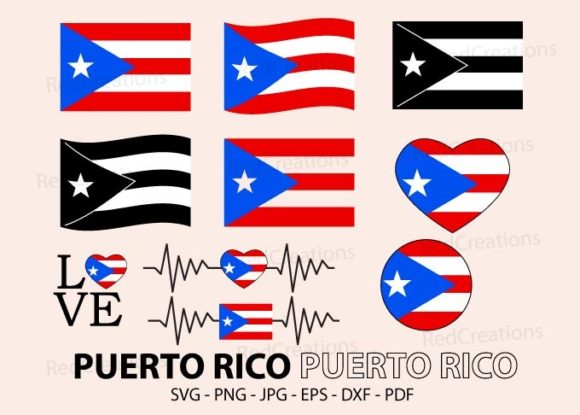 Puerto Rico Flag Bundle: Graphics for Crafts