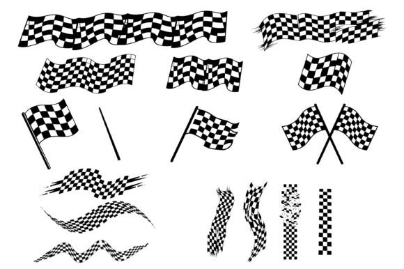 Racing Flag Vector Bundle: Bold Graphics for Crafts