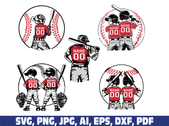 Red Baseball Team Kids: Graphics for Crafts