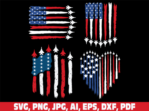 Retro Fighter Jet Airplane American Flag Graphics