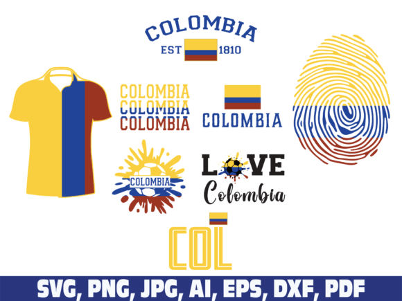 Soccer Ball Colombia Flag Bundle for Crafts & Graphics