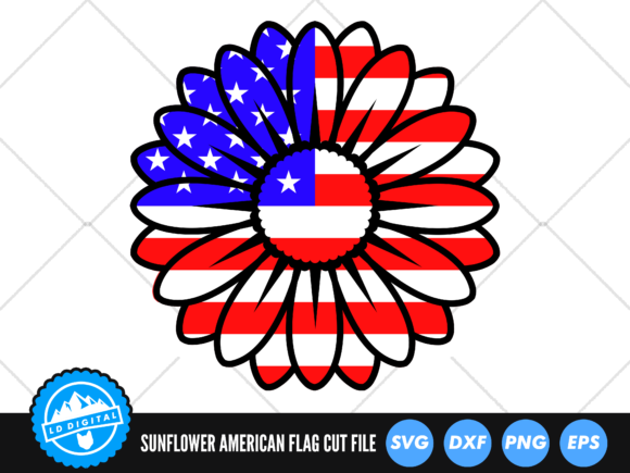 Sunflower USA Flag SVG: Graphics for Crafts