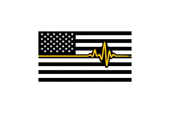 Thin Gold Line Flag Heartbeat: Graphics for Crafts