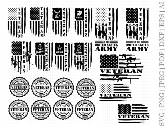 Veteran Flag Svg, Distressed Flag Svg