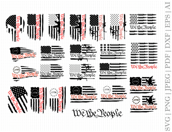 We the People Flag SVG Bundle for Crafts & Graphics